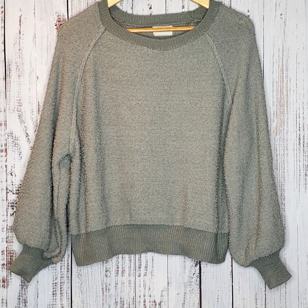 EUC, Dreamers cotton blend sweater, sage green/gray color sz S/M nubby knit.
